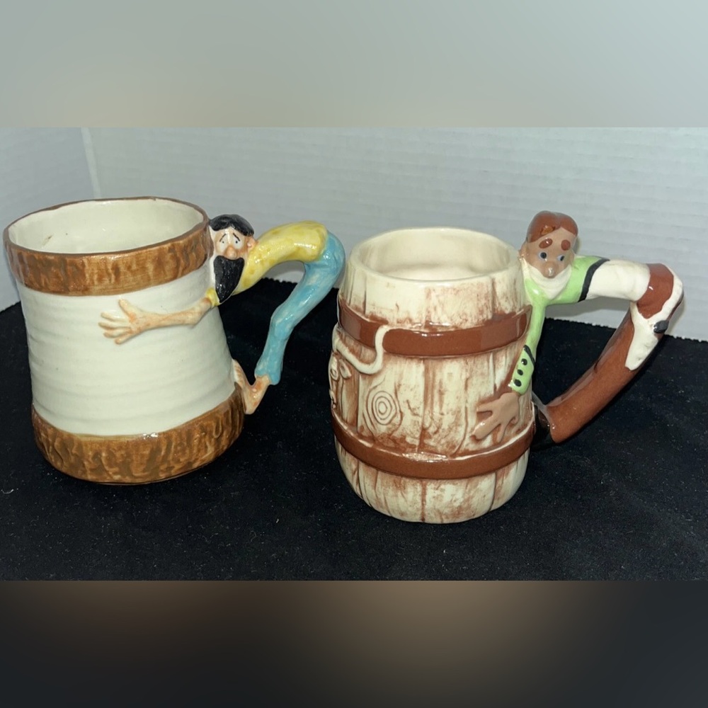 Twin Winton Pottery Hillbilly Men of the Mountain Mug Steins Lot Of 2 Vintage